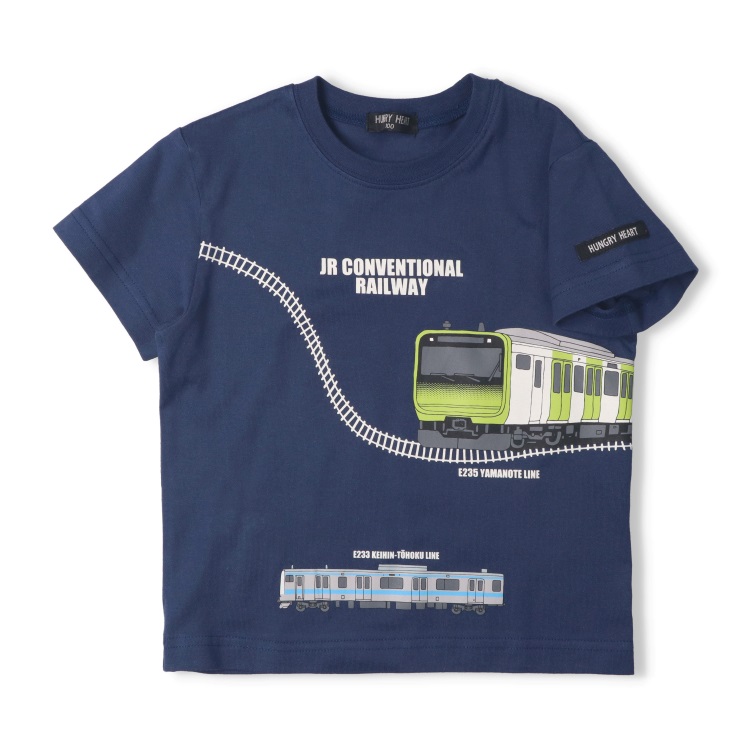 JR山手線京浜東北線電車プリント半袖Tシャツ(ネイビー-100cm)
