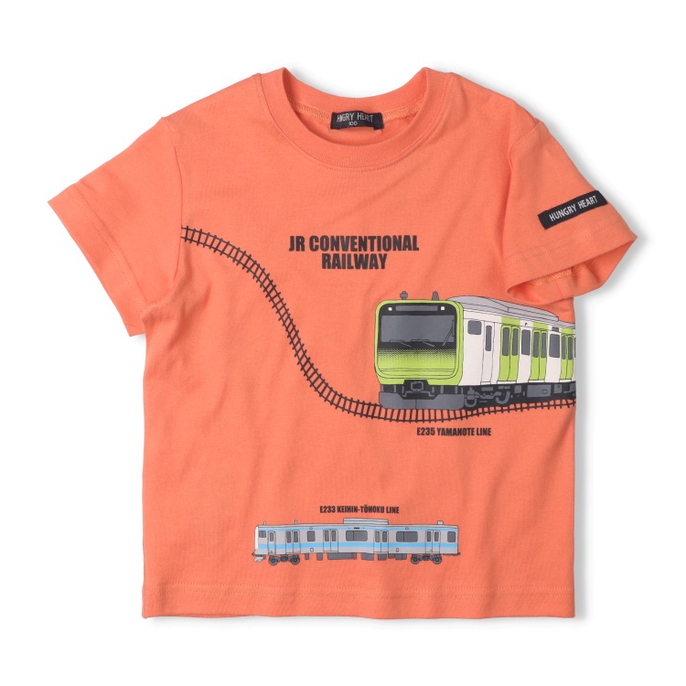 JR山手線京浜東北線電車プリント半袖Tシャツ(オレンジ-90cm)