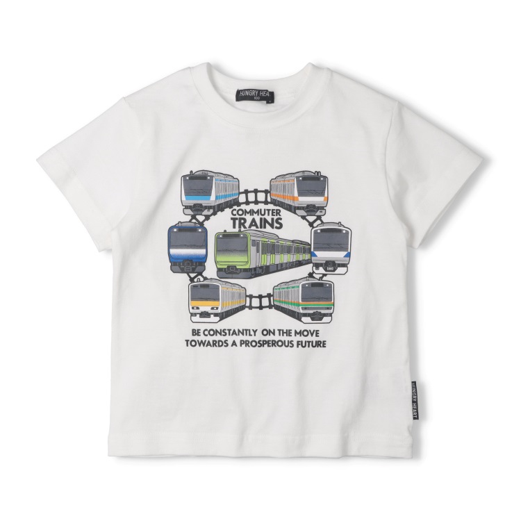 JR在来線電車プリント半袖Tシャツ(ホワイト-110cm)
