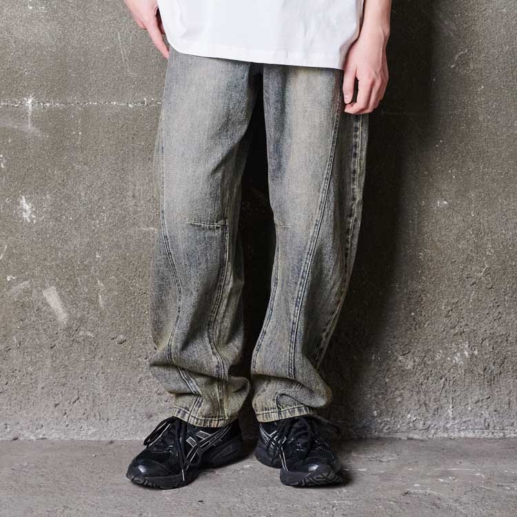 デニムカーブパンツ(ブラック-140cm)