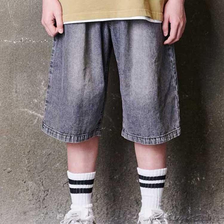 デニム6分丈ハーフパンツ(ブラック-130cm)