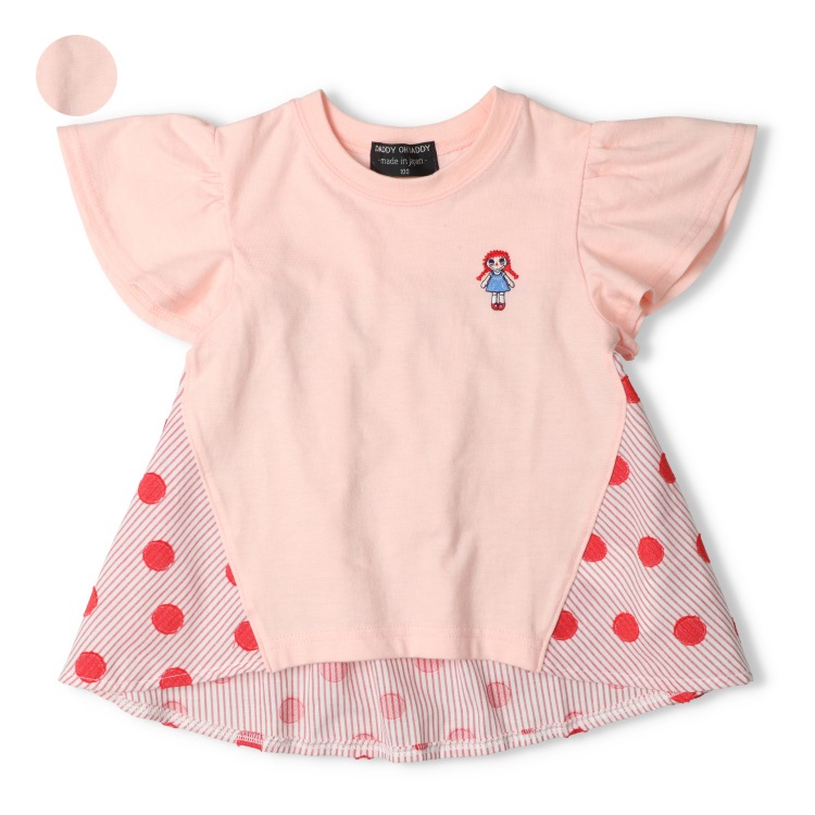 ドット柄切替チュニックTシャツ 半袖Tシャツ｜子供服・ベビー服の通販