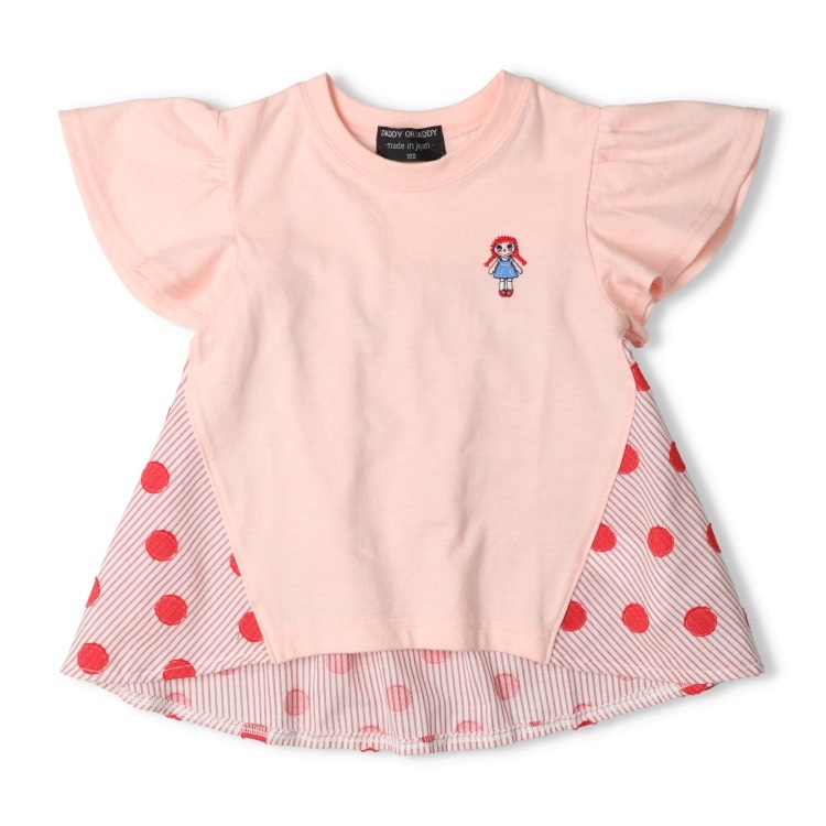 ドット柄切替チュニックTシャツ 半袖Tシャツ｜子供服・ベビー服の通販