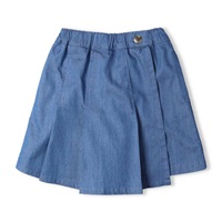 ライトデニムプリーツキュロットパンツ