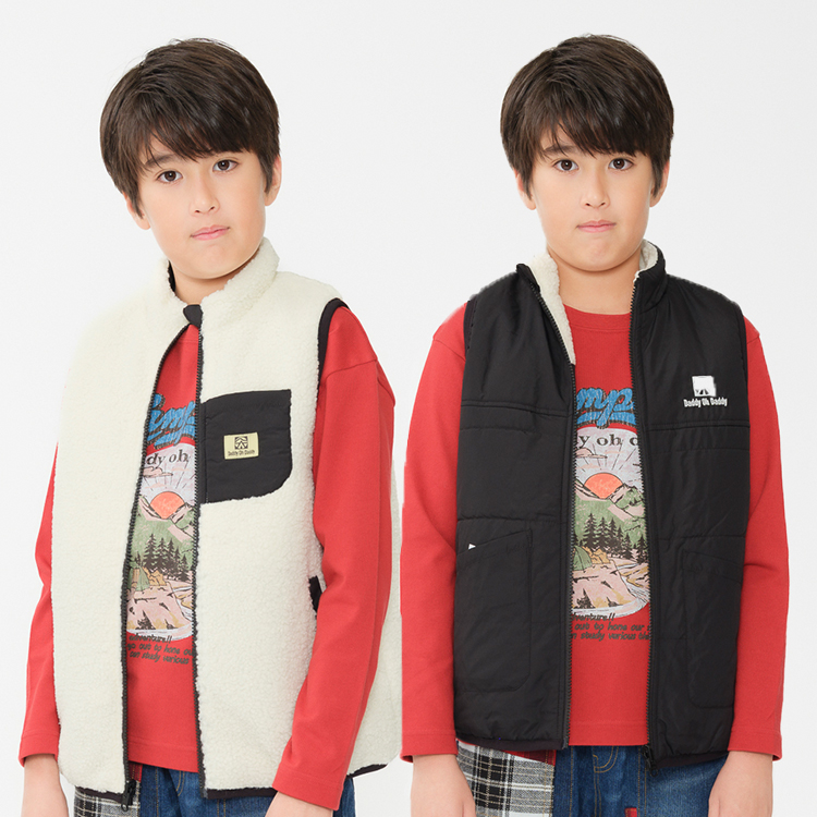 ボアリバーシブルベスト(140-160cm)(ホワイト-160cm)