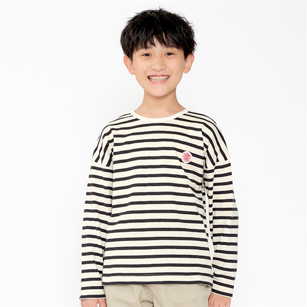 先染めボーダー長袖Tシャツ・ロンT(140cm-160cm) 長袖Tシャツ｜子供服