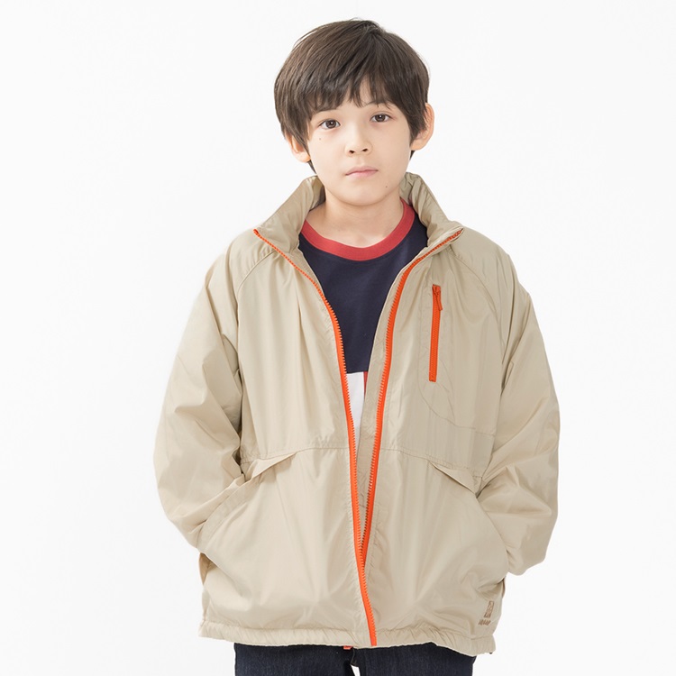 フード収納裏メッシュタフタジャケット(ベージュ-90cm)