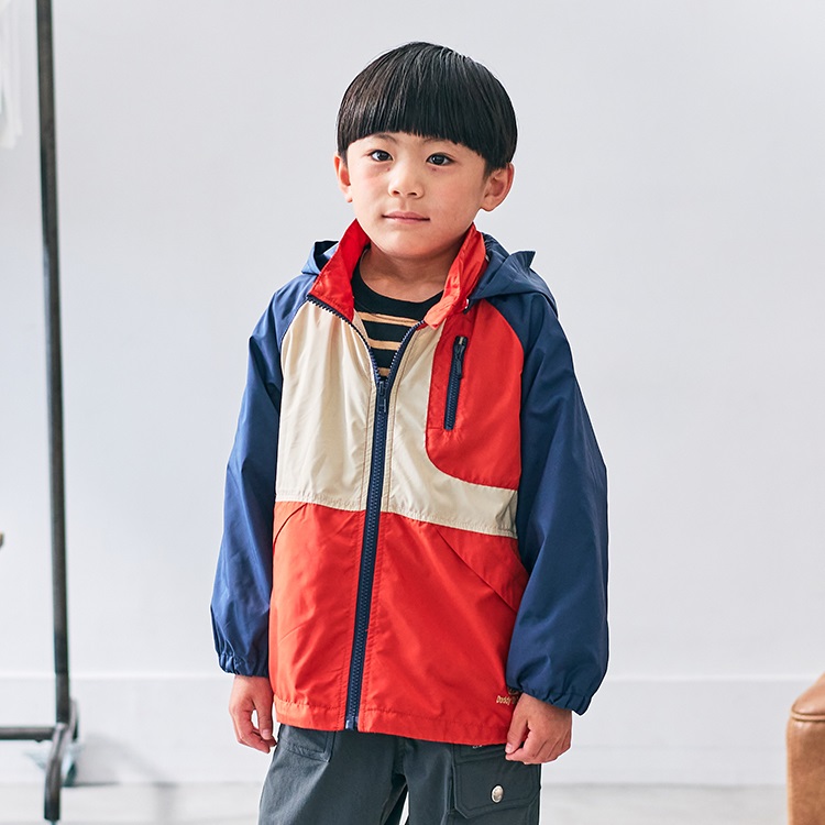 フード収納裏メッシュタフタジャケット(ネイビー-90cm)