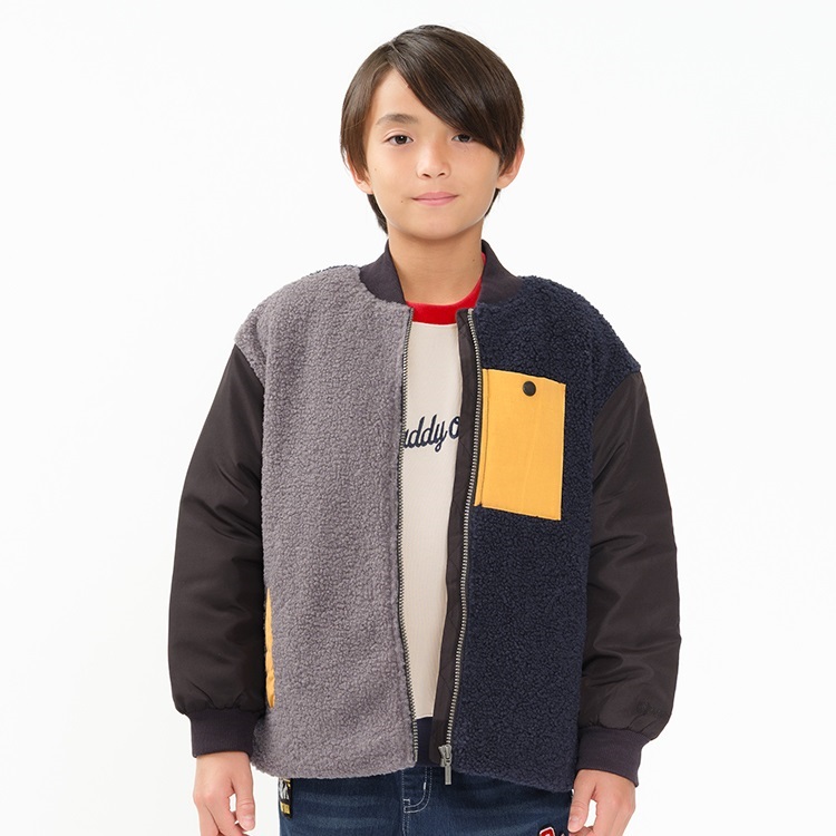 *ボア切替ジャケット(ブラック-110cm)
