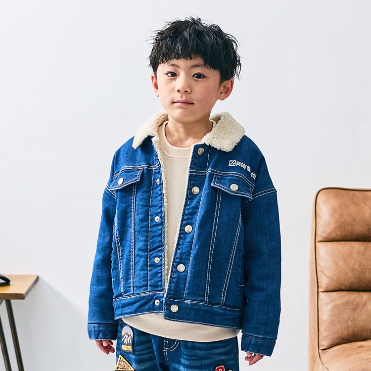 *裏ボアデニムジャケット(ブルー-90cm)