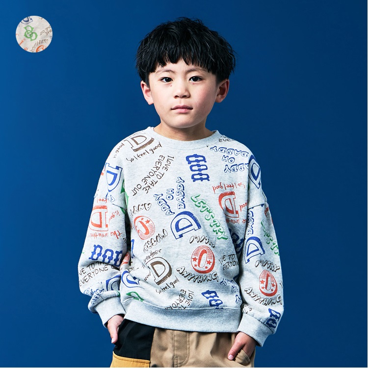 *落書き風ロゴプリント裏毛トレーナー