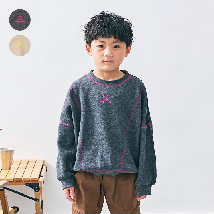 *ステッチ配色裏毛トレーナー