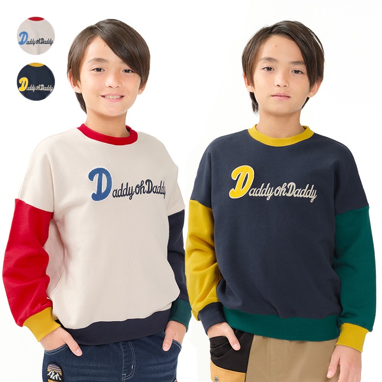 ロゴ刺繍クレイジー配色裏毛トレーナー