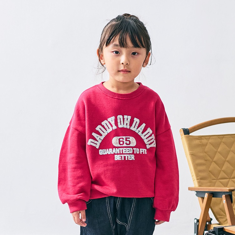 *ロゴプリント裏毛トレーナー(レッド-90cm)