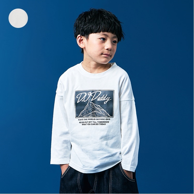 *山ロゴプリント長袖Tシャツ