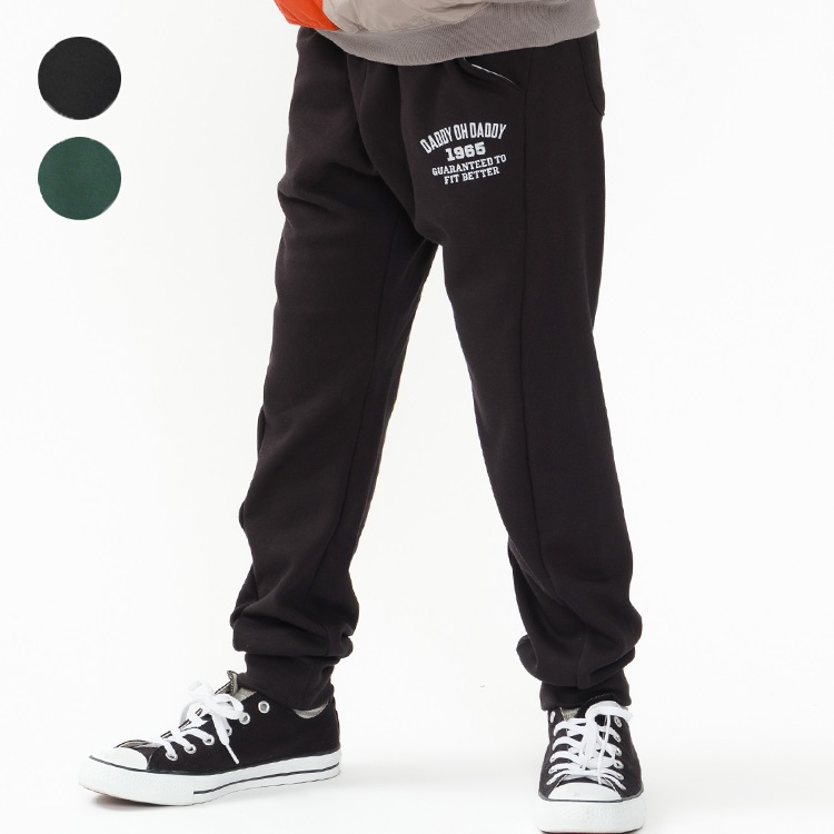 【爆温】ロゴプリント裏起毛裾リブロングパンツ