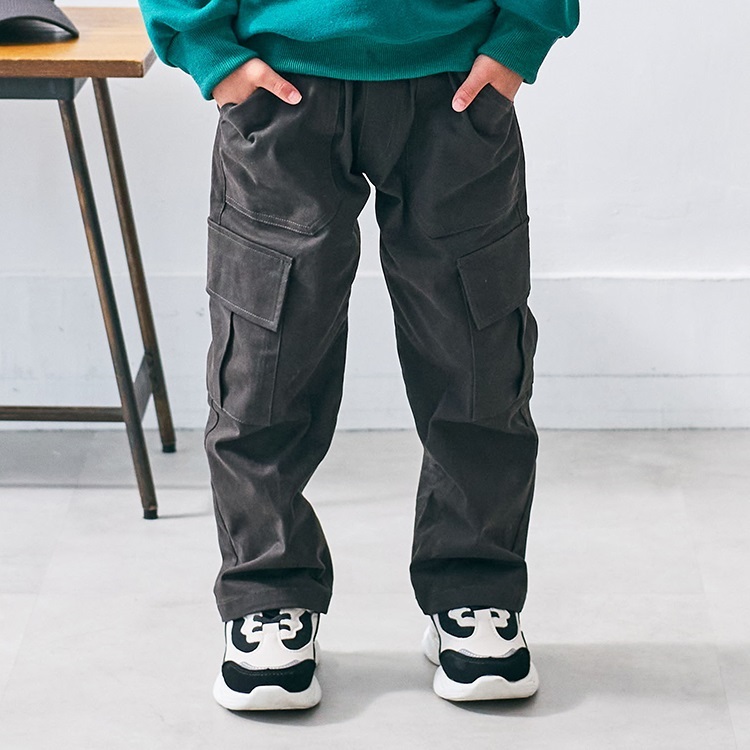 *ツイルカーゴロングパンツ(ブラック-90cm)