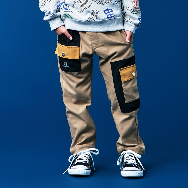 裏起毛ツイルロングパンツ(ベージュ-130cm)