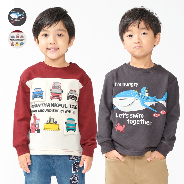 【WEB限定】サメ・車仕掛けミニ裏毛トレーナー
