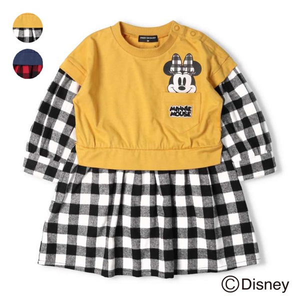 ミニーマウス/チェック切替ワンピース ワンピース｜子供服・ベビー服の