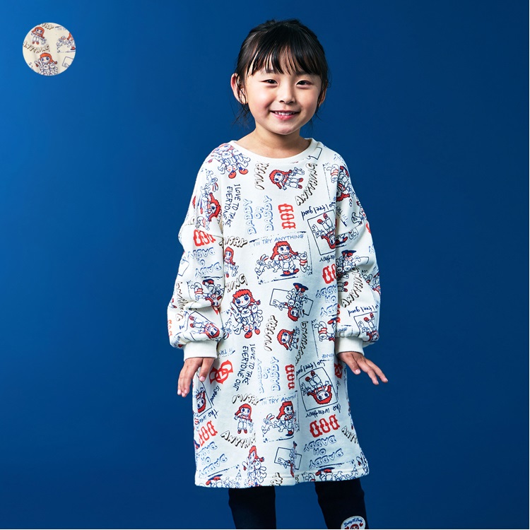 *ダディコ総柄裏毛長袖ワンピース