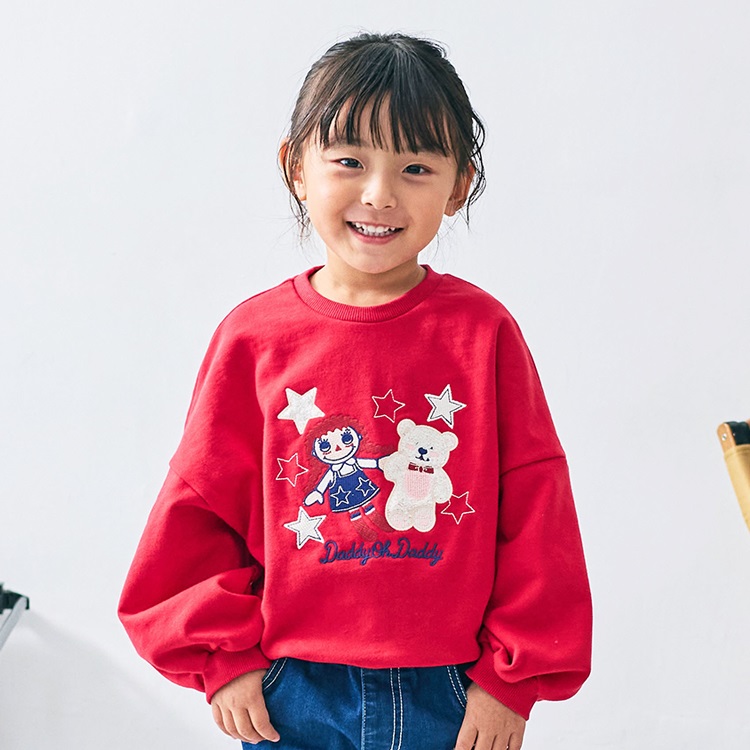 *ダディコ刺繍裏毛トレーナー(レッド-90cm)