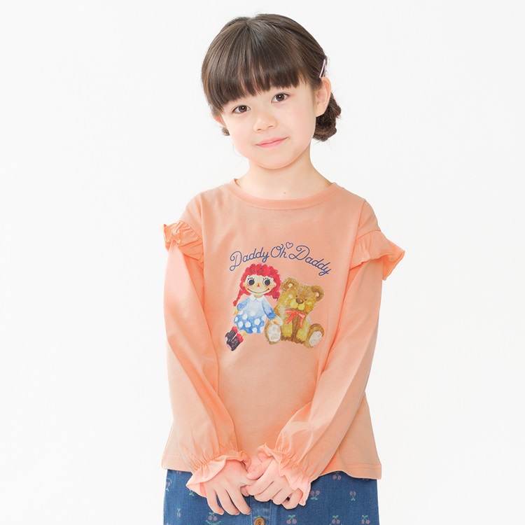 ダディコプリント肩フリル長袖Tシャツ 長袖Tシャツ｜子供服・ベビー服