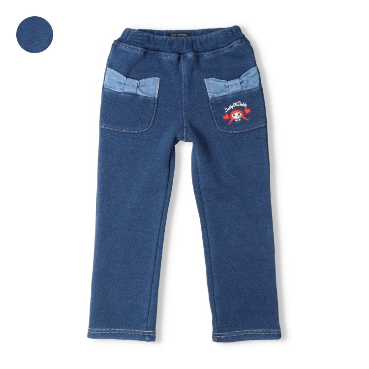 【爆温】ダディコ刺繍インディゴ裏起毛ロングパンツ