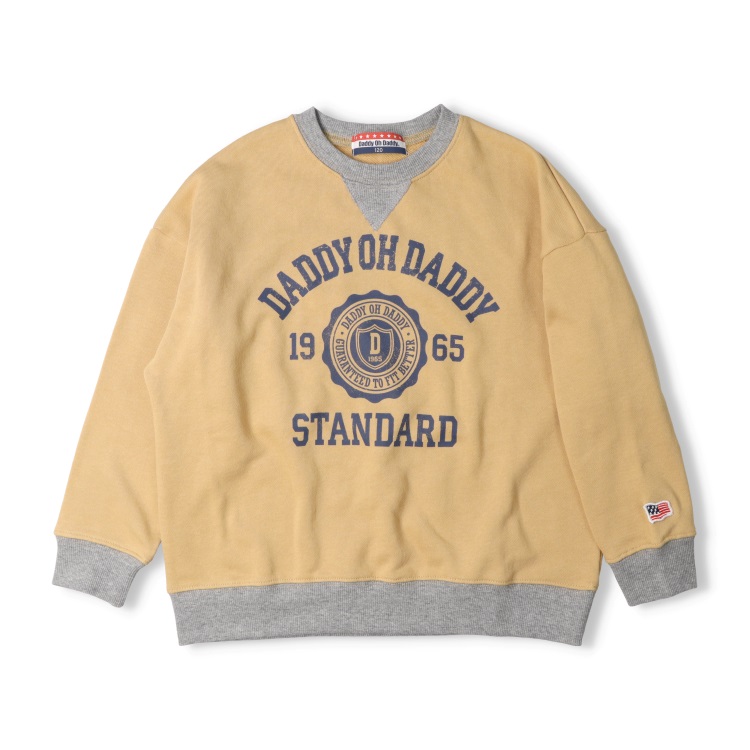 【WEB限定】カレッジ風ロゴプリント裏毛トレーナー(ベージュ-170cm)