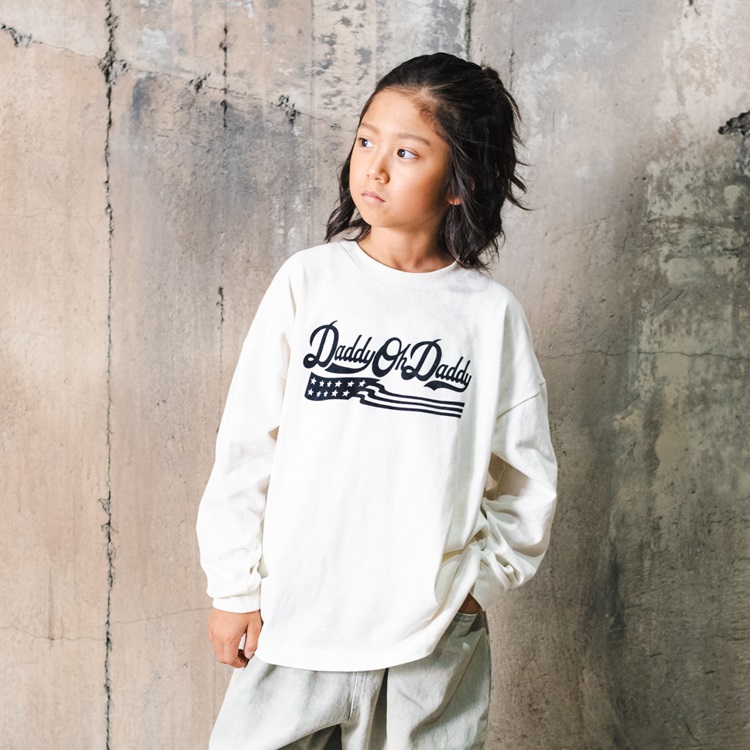 【WEB限定】フロッキープリント長袖Tシャツ(オフホワイト-130cm)
