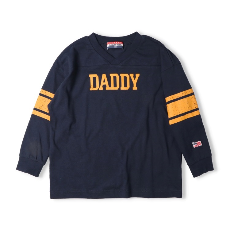 【WEB限定】ロゴプリントVネック長袖Tシャツ(ネイビー-160cm)