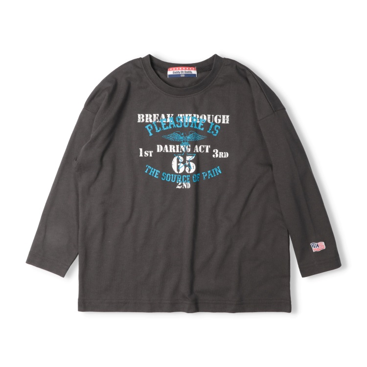 *【120～170cm】ロゴプリント長袖Tシャツ(スミブラック-170cm)