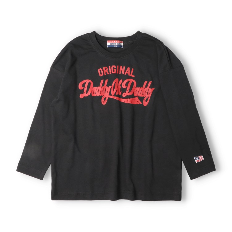 *【120～170cm】ロゴプリント長袖Tシャツ(ブラック-140cm)