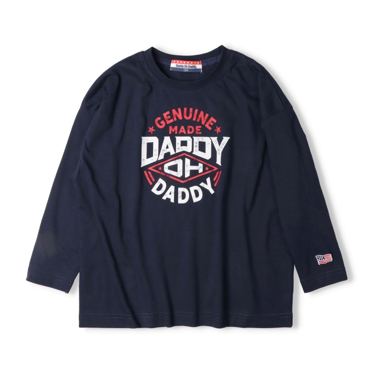 *【120～170cm】ロゴプリント長袖Tシャツ(ネイビー-170cm)