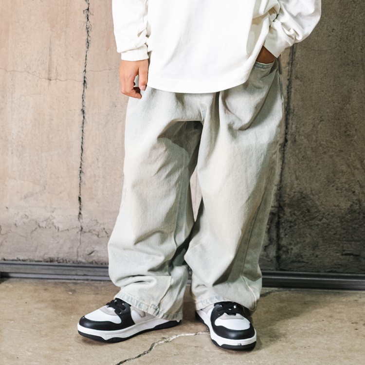 【WEB限定】デニムオーバーダイロングパンツ(サックス-160cm)