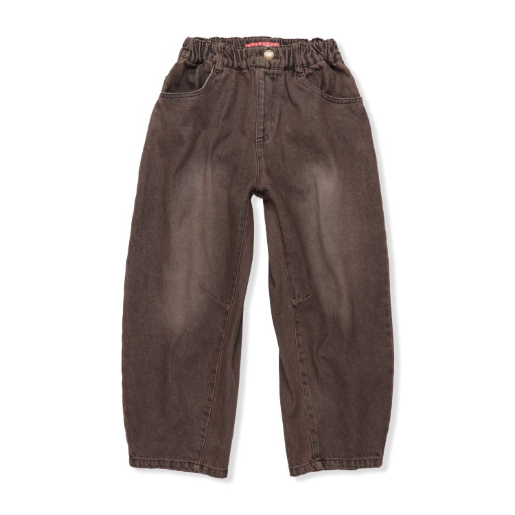 【WEB限定】バレルレッグデニムパンツ(ブラウン-140cm)