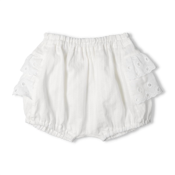 レースフリル付ブルマショートパンツ(オフホワイト-90cm)