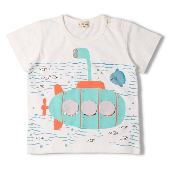 潜水艦仕掛け半袖Ｔシャツ(ホワイト-80cm)