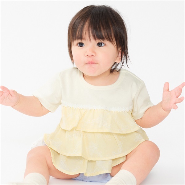 花柄ティアード半袖Ｔシャツ(クリーム-90cm)
