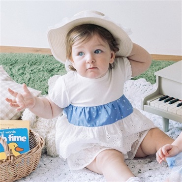ハート柄レース切替半袖Tシャツ ベビートップス｜子供服・ベビー服の