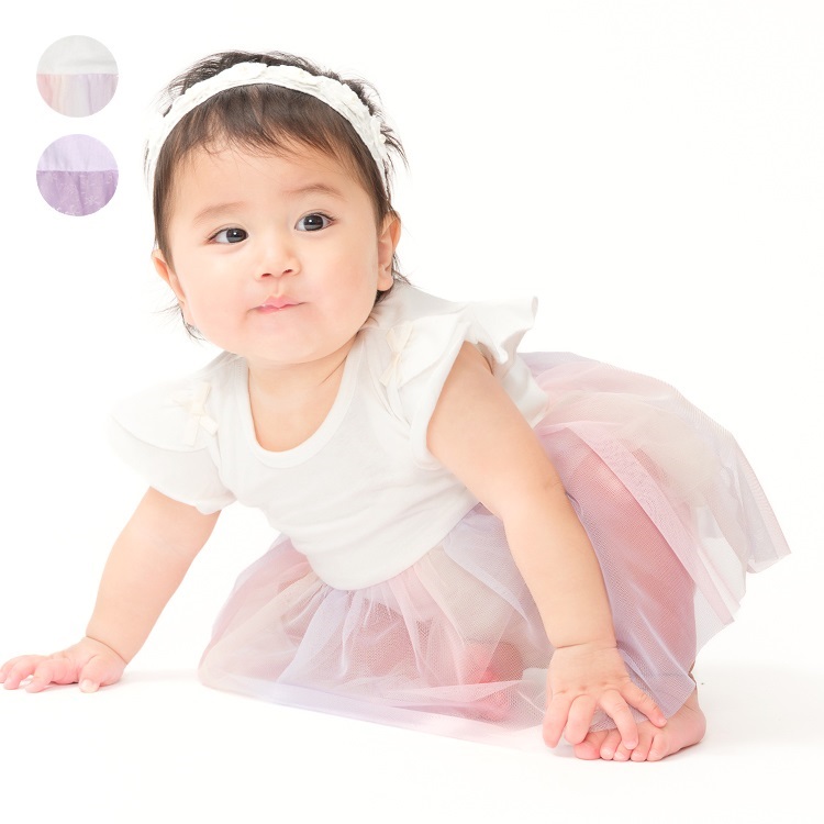 チュールスカート半袖ロンパース