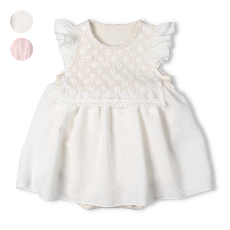 お花レースロンパース