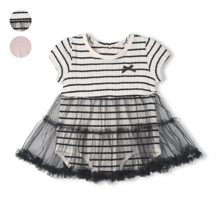 チュールスカート付半袖ロンパース