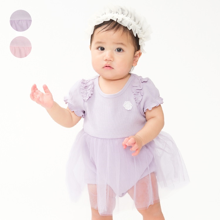 *チュールスカート半袖ロンパース