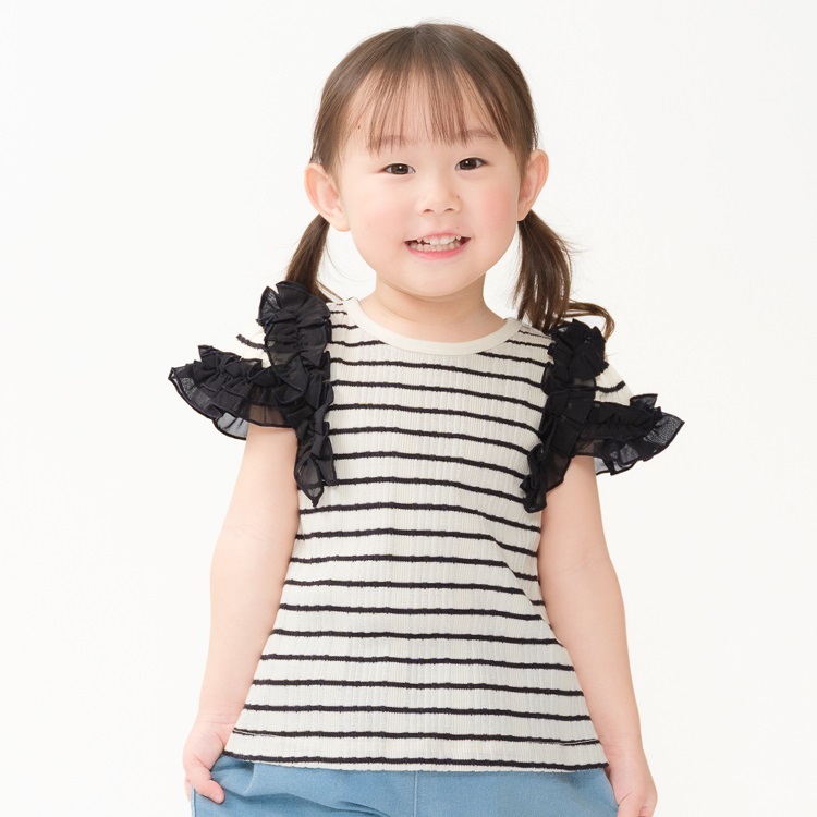リブ半袖Tシャツ(ブラック-80cm)