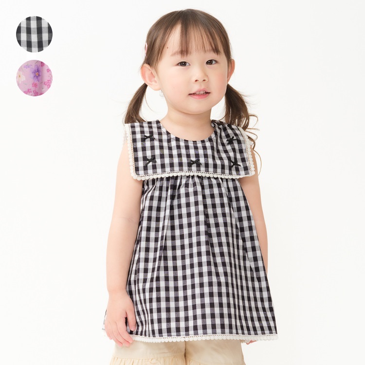 ギンガムチェック・花柄チュニック