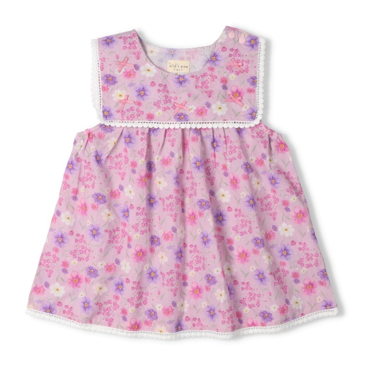 ギンガムチェック・花柄チュニック(ピンク-80cm)