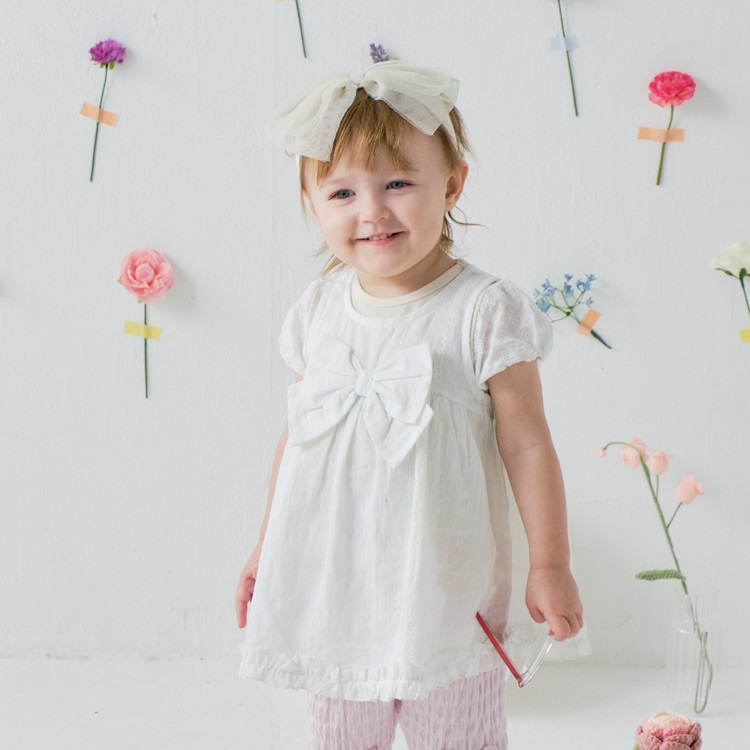 リボン付チュニック(オフホワイト-80cm)