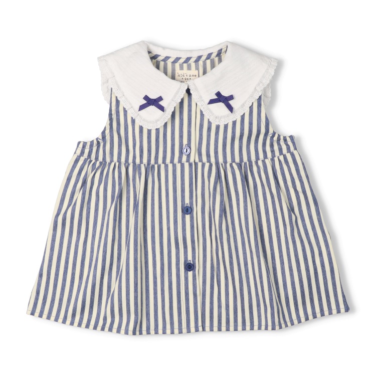 うさ耳セーラー衿ストライプチュニック ベビートップス｜子供服