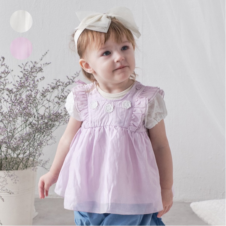 お花モチーフ付無地チュニック